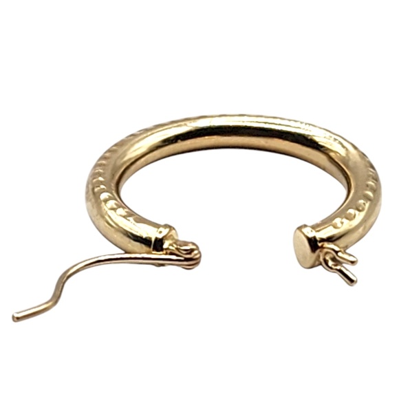 14 Karat Yellow Gold Textured Hoop Earrings #20479 - Picture 6 of 7